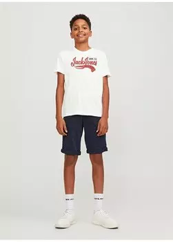 Белая мужская футболка с принтом JJELOGO TEE SS NECK 2 COL 23/24 NOO Jack & Jones, белый