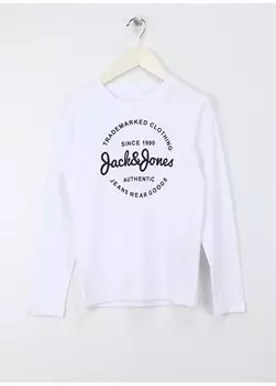Белая мужская футболка с принтом JJFOREST TEE LS CREW NECK JNR Jack & Jones, белый