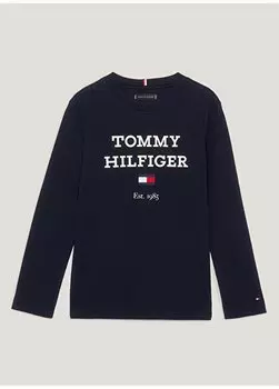 Белая мужская футболка с принтом TH LOGO TEE L/S Tommy Hilfiger, белый
