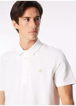 Белая мужская футболка с воротником поло BBSS24MTS005 Brooks Brothers, белый