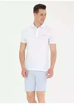 Белая мужская футболка с воротником поло U.S. Polo Assn.