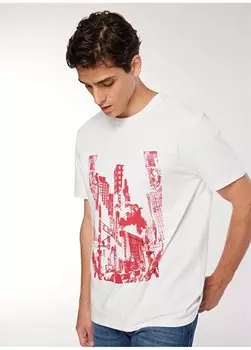 Белая мужская футболка свободного кроя с круглым вырезом и коротким рукавом с принтом FS3WM-TST263 Fabrika Sports, белый