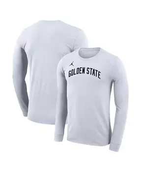 Белая мужская и женская футболка Golden State Warriors Statement Edition Legend Performance с длинным рукавом Jordan, белый