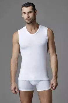 Белая мужская майка без рукавов из чесаного хлопка с v-образным вырезом Dagi, белый