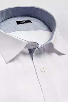 Белая мужская рубашка Добби большого размера со скрытым воротником на пуговицах TUDORS