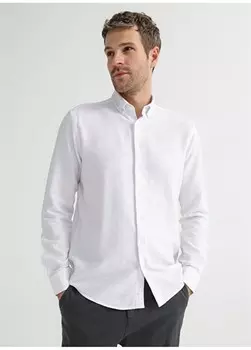 Белая мужская рубашка Добби с базовым воротником на пуговицах NON-KAR Fabrika, белый