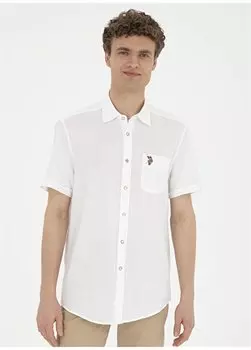 Белая мужская рубашка с коротким рукавом ELFY024Y U.S. Polo Assn., белый