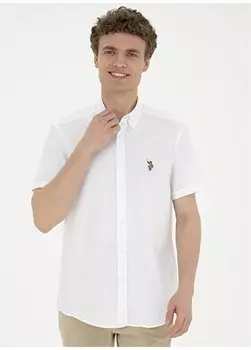 Белая мужская рубашка с коротким рукавом ELFYGL024Y U.S. Polo Assn., белый