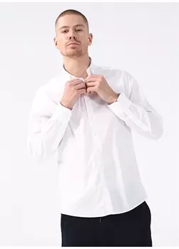 Белая мужская рубашка с воротником на пуговицах Gmg Frenze