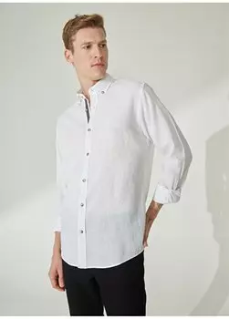 Белая мужская рубашка с воротником на пуговицах Slim Fit 4B2023200023 Beymen Business, белый