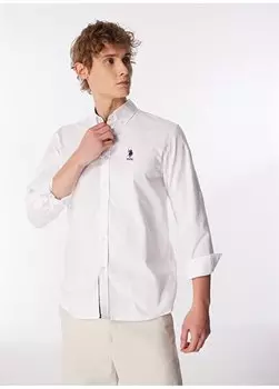 Белая мужская рубашка с воротником на пуговицах стандартного кроя ENKOR024Y U.S. Polo Assn., белый