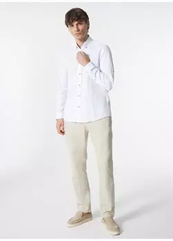 Белая мужская рубашка с воротником на пуговицах Slim Fit SUZANNA024Y U.S. Polo Assn., белый