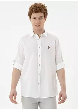 Белая мужская рубашка с воротником на пуговицах Comfort Fit ENZO024Y U.S. Polo Assn., белый