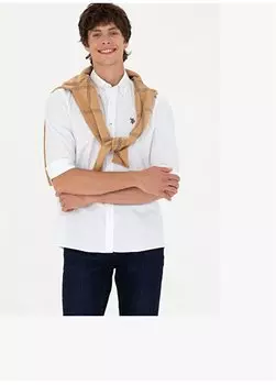 Белая мужская рубашка с воротником на пуговицах стандартного кроя CEDROREG023K U.S. Polo Assn., белый