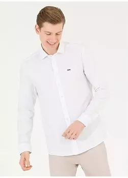 Белая мужская рубашка с воротником на пуговицах Slim Fit CEDROP023Y U.S. Polo Assn., белый