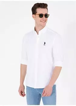 Белая мужская рубашка с воротником на пуговицах Slim Fit GOX023Y U.S. Polo Assn., белый