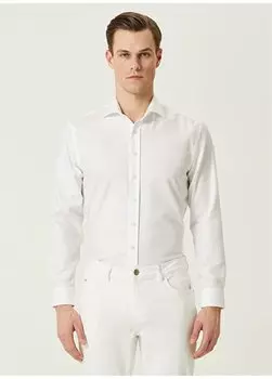 Белая мужская рубашка Slim Fit с итальянским воротником 1086226 Network, белый
