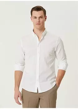 Белая мужская рубашка Slim Fit с рубашечным воротником 1090743 Network, белый