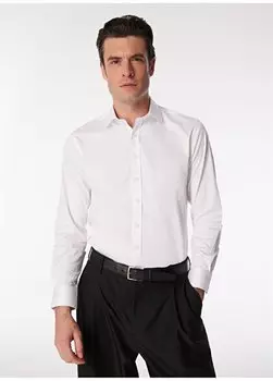 Белая мужская рубашка Slim Fit с рубашечным воротником 1090619 Network, белый