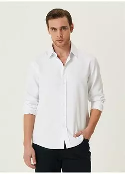 Белая мужская рубашка Slim Fit с рубашечным воротником 1090672 Network, белый