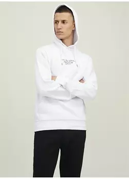 Белая мужская толстовка с воротником с капюшоном Jack & Jones