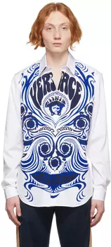 Белая музыкальная рубашка с изображением медузы Versace