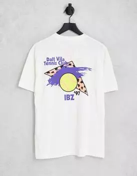 Белая непринужденная футболка ASOS DESIGN с теннисным ретро-принтом Ibiza ASOS DESIGN