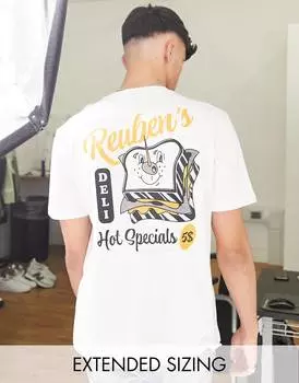 Белая непринужденная футболка с принтом \"сэндвич\" на спине ASOS DESIGN ASOS DESIGN