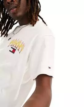 Белая непринужденная винтажная футболка с пламенем Tommy Jeans