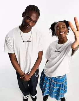 Белая объемная футболка Dickies Enterprise с центральным логотипом