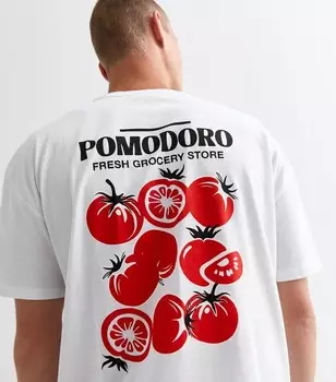 Белая объемная футболка с графическим принтом Pomodoro New Look, белый