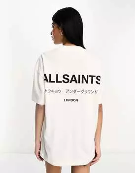 Белая объемная футболка с логотипом на спине AllSaints Underground