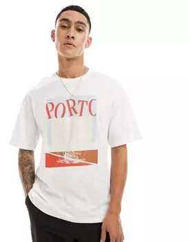 Белая объемная футболка с принтом яхты Jack & Jones