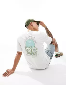 Белая объемная футболка с принтом теннисного клуба Bahamas Selected Homme