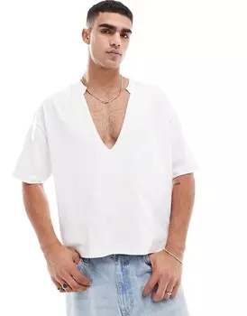 Белая объемная футболка с v-образным вырезом ASOS DESIGN