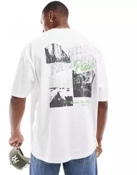 Белая объемная футболка с живописным принтом на спине ASOS DESIGN
