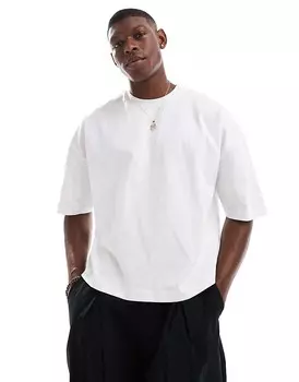 Белая объемная футболка свободного кроя с заниженными плечами ASOS DESIGN, плотность 240 г/м