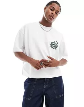 Белая объемная футболка свободного кроя с рисунком ASOS DESIGN