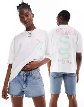 Белая объемная футболка унисекс с лицензией ASOS DESIGN с графическим принтом Nirvana
