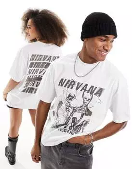 Белая объемная футболка унисекс с лицензией группы Nirvana ASOS