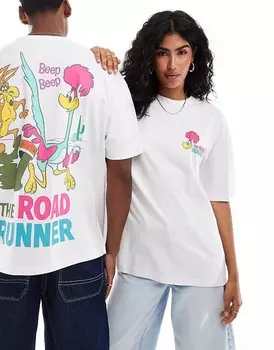 Белая объемная футболка унисекс унисекс Looney Tunes Road Runner ASOS DESIGN