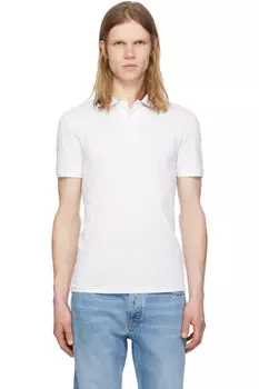 Белая облегающая фирменная рубашка-поло Lacoste