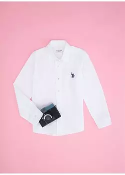 Белая однотонная рубашка с длинным рукавом для девочек GIPS023Y U.S. Polo Assn., белый