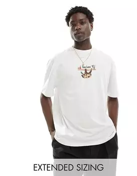 Белая оверсайз-футболка ASOS DESIGN с принтом в виде ленивца спереди