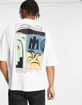 Белая оверсайз-футболка с абстрактным принтом на спине ASOS DESIGN
