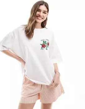 Белая оверсайз-футболка с изображением нью-йоркских роз ASOS DESIGN