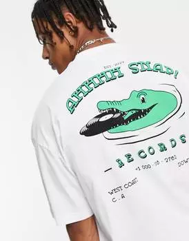 Белая оверсайз-футболка с принтом под крокодила на спине ASOS DESIGN