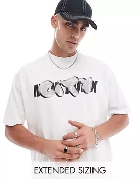 Белая оверсайз-футболка с принтом спереди ASOS DESIGN