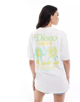 Белая оверсайз-футболка с принтом в стиле диско на спине ONLY & SONS