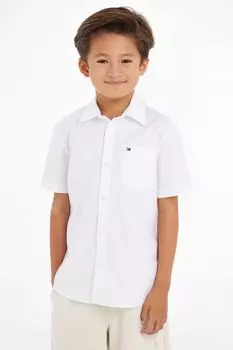 Белая оксфордская рубашка с короткими рукавами Tommy Hilfiger, белый